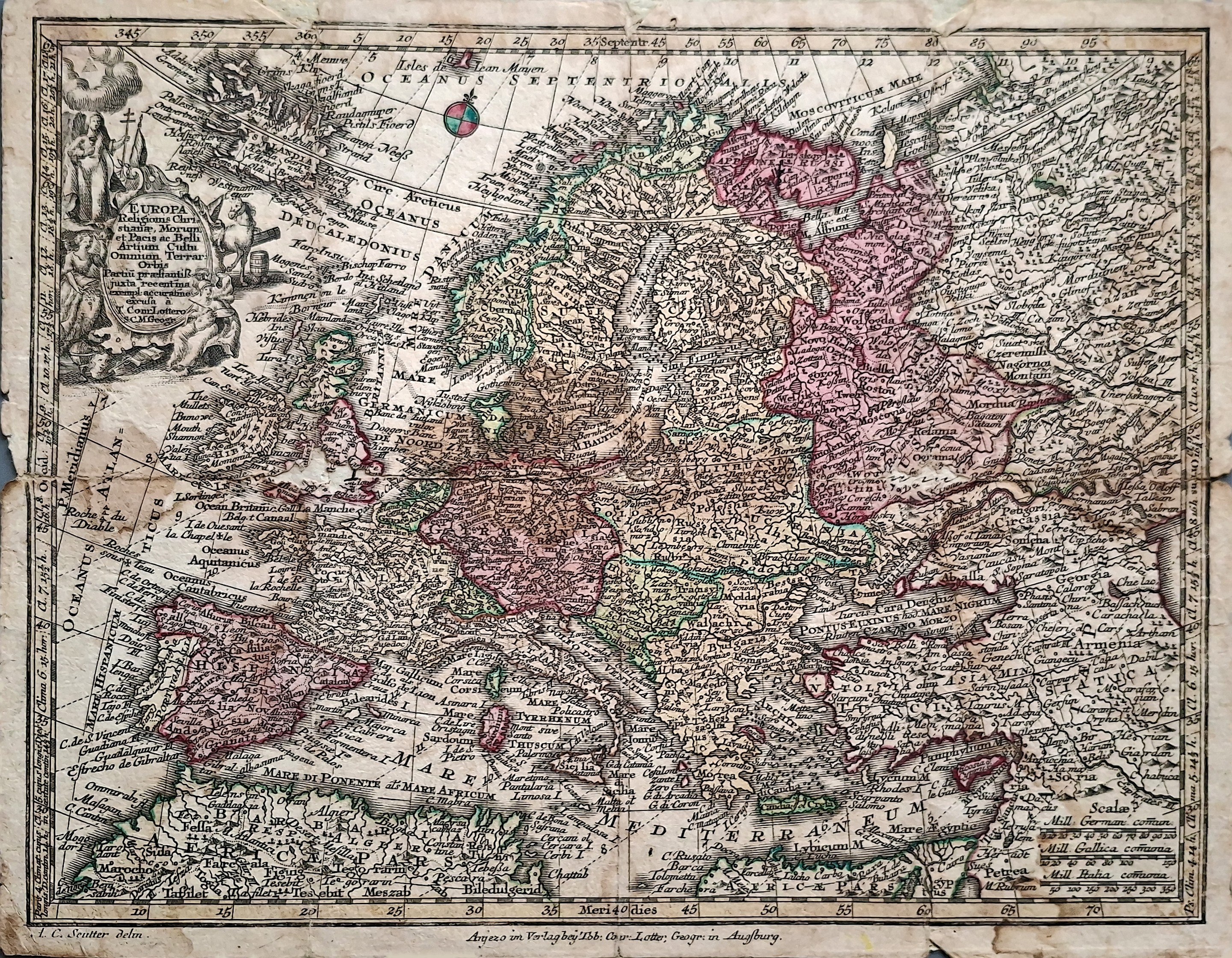 Europa religionis christianae morum et pacis ac belli artium cultu omnium terrarum orbis partium praestantiss - Tobias Conrad Lotter - 1740